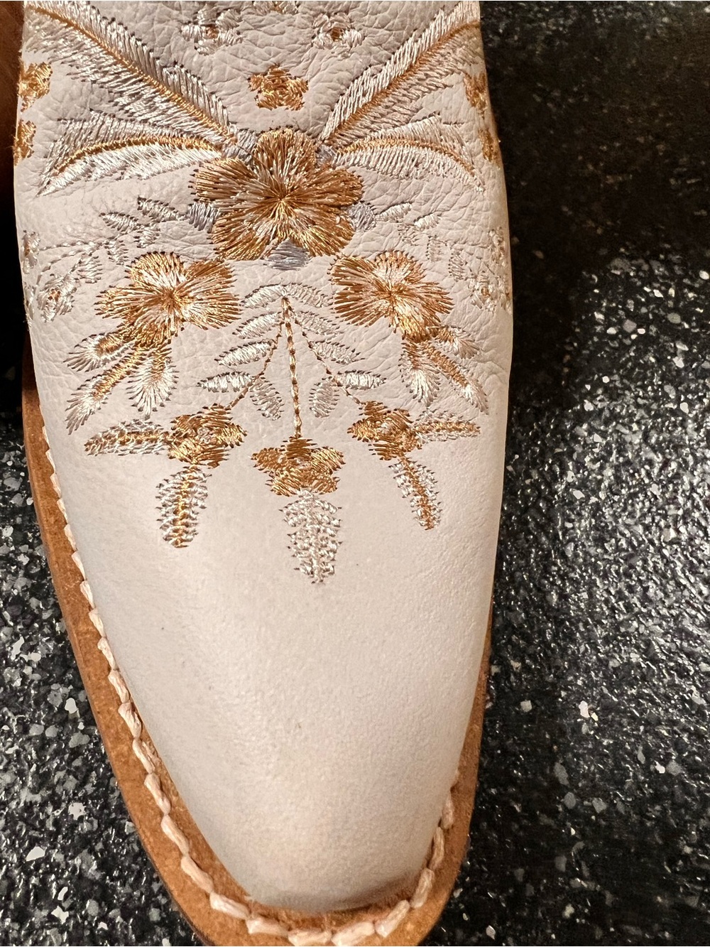 dingo Cream Ankle Boots with Gold Floral Embroidery - Picture 5 of 6